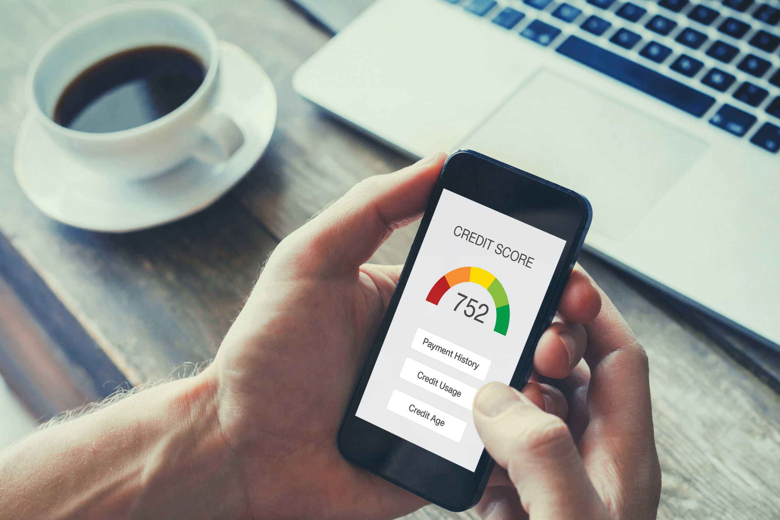 credit score concept on the screen of smart phone, checking paym Couple Painting House